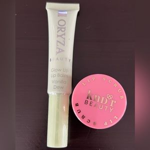 2 piece lot! LIP SCRUB and LIP BALM! Oryza balm vanilla & Knd’r Beauty lip scrub